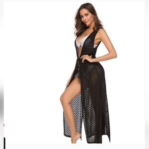 SHEIN Black Lace Knit Coverup